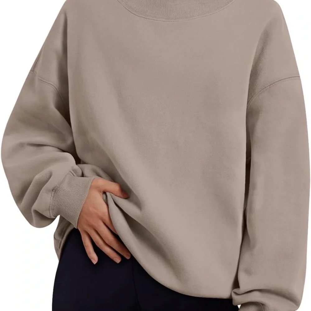 Cozy Cowl Neck Sweatshirt - Coffee Gray/Taupe - Picture 2 of 4